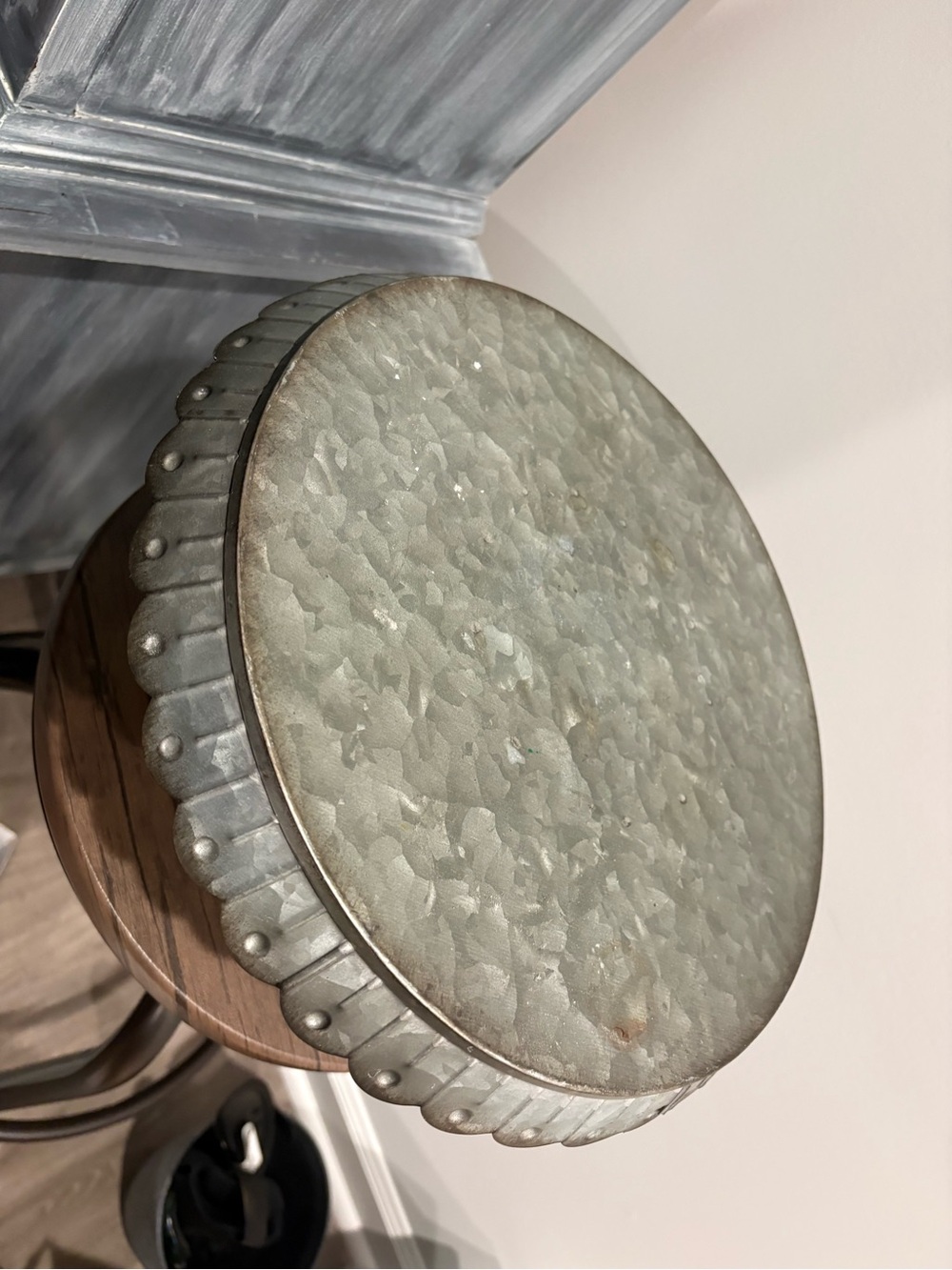 Hobby Lobby Galvanized Metal Cake Stand - Silver Gray - Picture 3 of 5